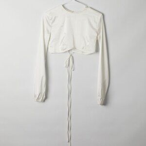Adika White Cropped Top Long Sleeves Size S